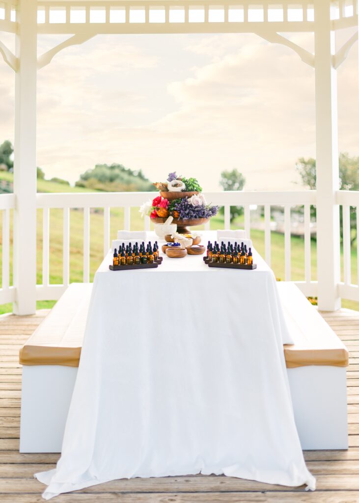gazebo ali'i kula lavender farm beauty workshop with leiohu cosmetics wedding event 