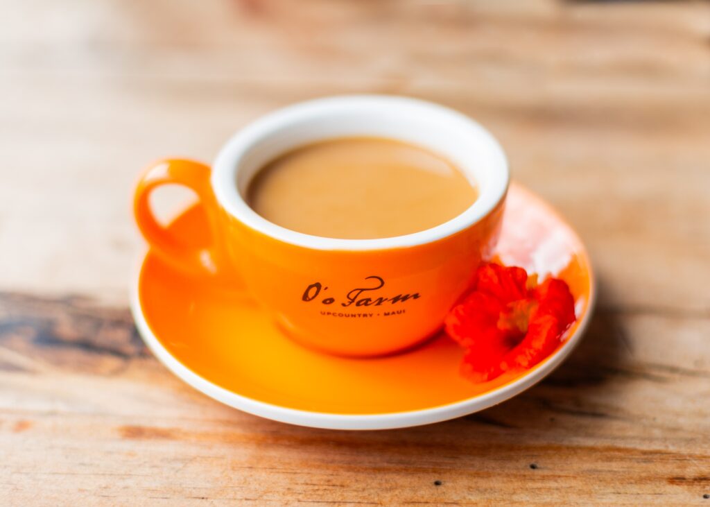 cup of coffee at o'o farms maui tour